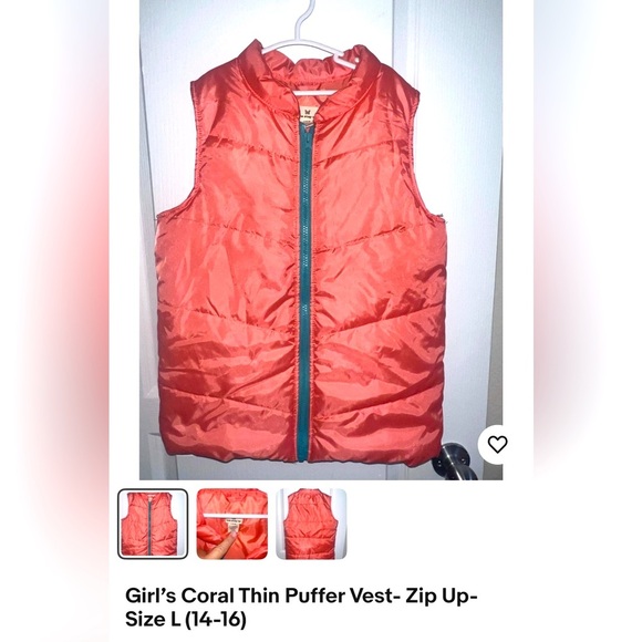One Step Ahead Coral Puffer Vest- coral - Picture 1 of 2